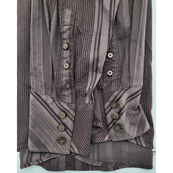 Two A.M. Mens Long Sleeve Button Dress Shirt XXL Black Stripe Pattern - Picture 4 of 5